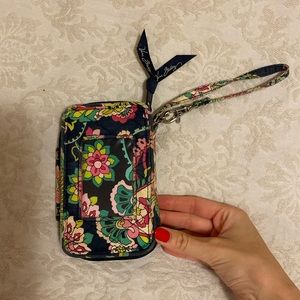 Pink and navy blue floral Vera Bradley wristlet